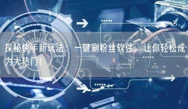探秘快手新玩法：一键刷粉丝软件，让你轻松成为大热门！