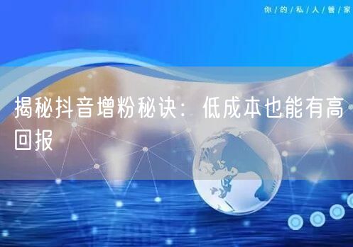 揭秘抖音增粉秘诀：低成本也能有高回报